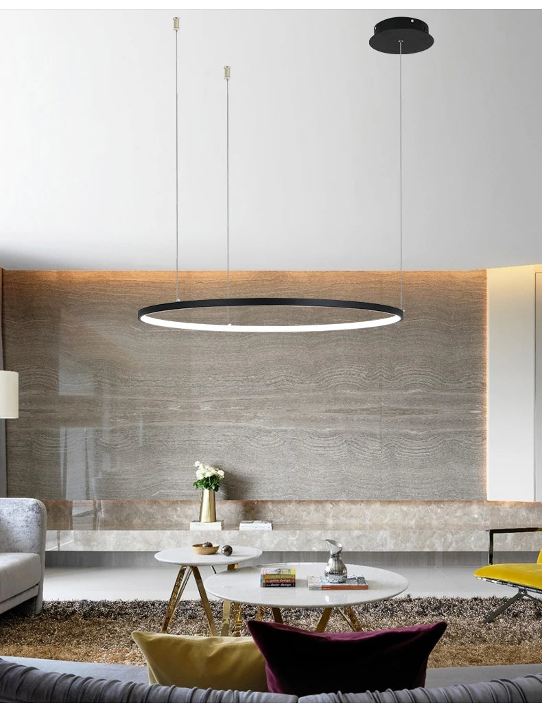 designer LED-Ring Deckenleuchte fürs Wohnzimmer in schwarz