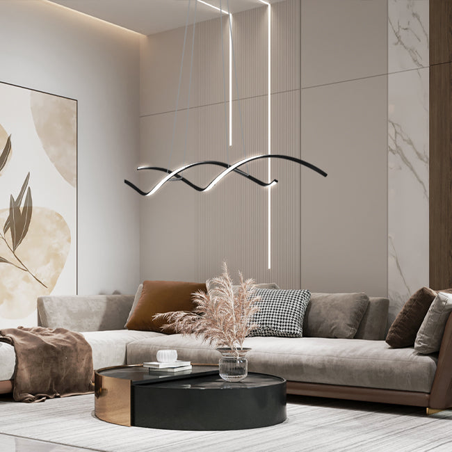 Hängende moderne Wohnzimmerlampe in schwarz