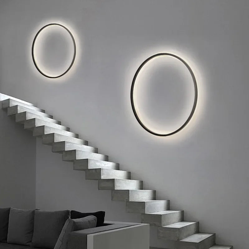 LED-Ring Wandlampe für den Flur mit indirektem Licht, dimmbar