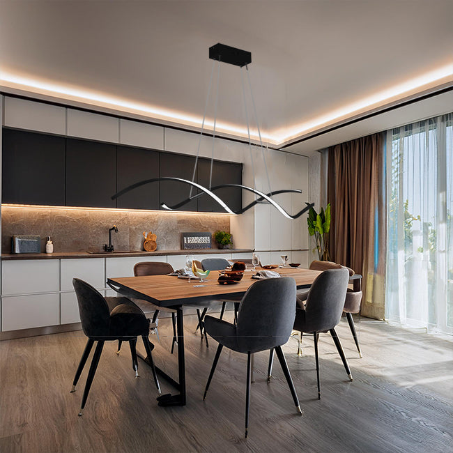 Hängende moderne Esszimmerlampe LED in schwarz