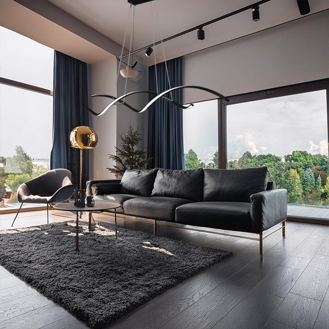 Hängende moderne Wohnzimmerlampe in schwarz und luxus design