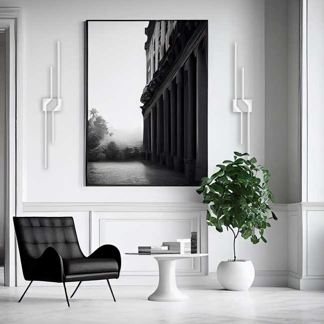 elegante und zeitlose LED designer Wandlampe in weiß, dimmbar