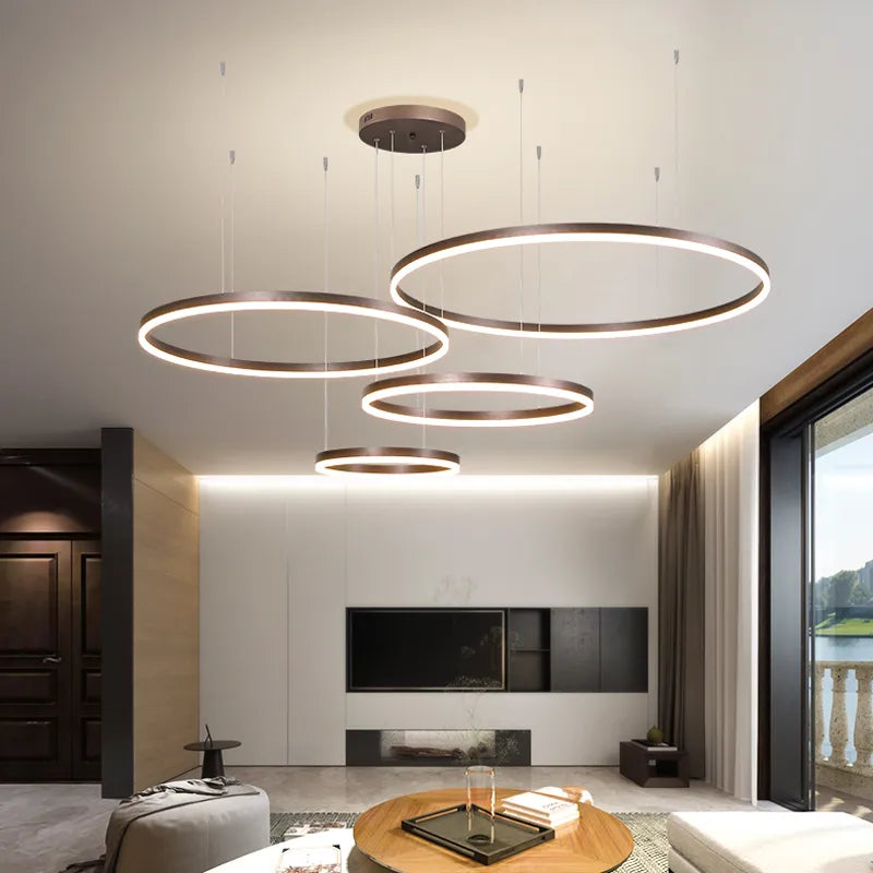 Moderne Ringleuchte Wohnzimmer, Deckenlampe Wohnzimmer, Elegante luxus Lampe, LED Ring, Hängelampe, Ausgefallene Deckenleuchte