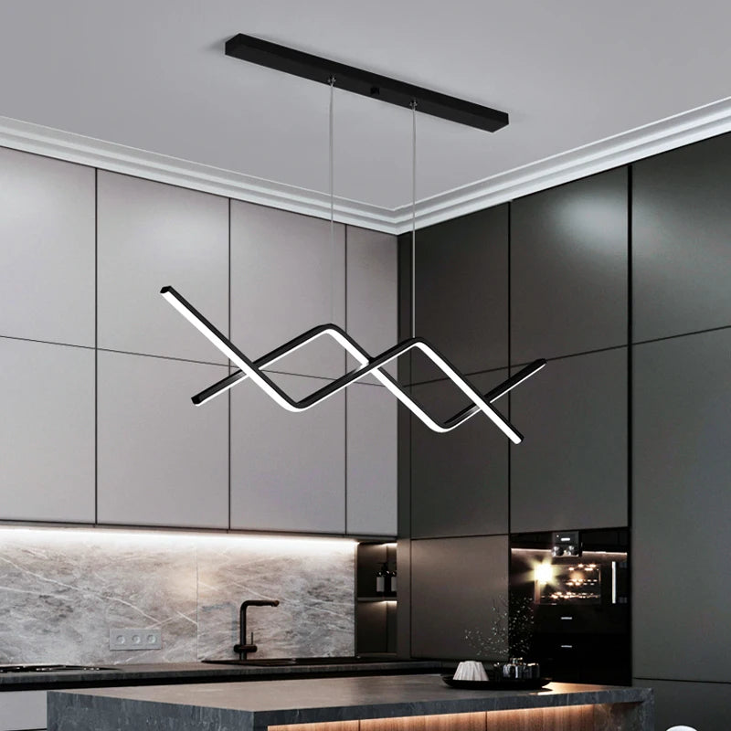 ästhetische led Küchenlampe, schwarz, hängend