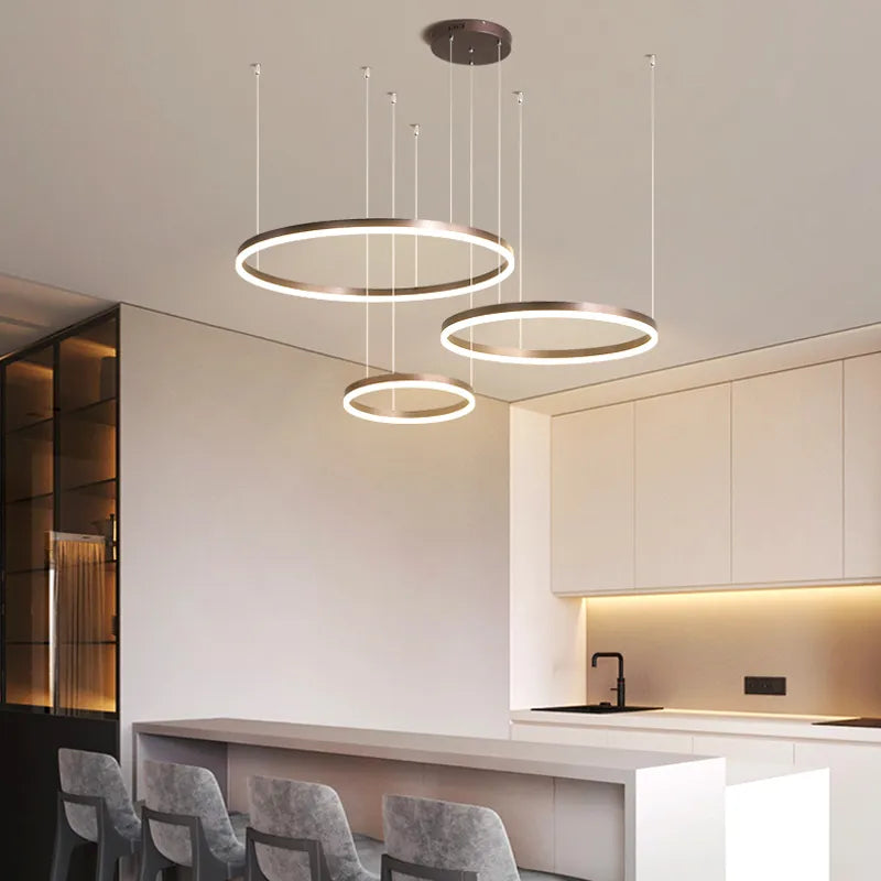 Moderne Ringleuchte Wohnzimmer, Deckenlampe Wohnzimmer, Elegante luxus Lampe, LED Ring, Hängelampe, Ausgefallene Deckenleuchte