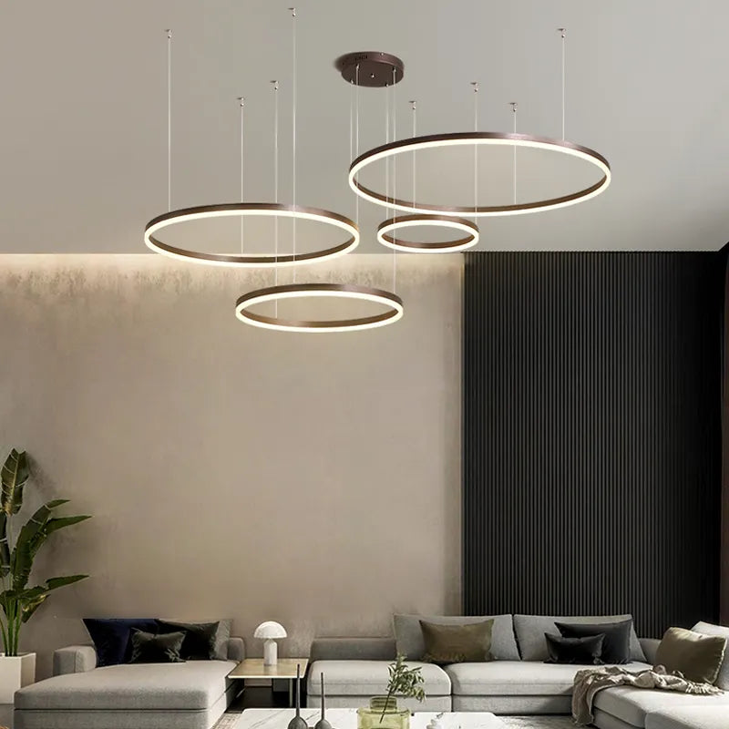 Hängende Ringlichter, Moderne Ringleuchte Wohnzimmer, Deckenlampe Wohnzimmer, Elegante luxus Lampe, LED Ring, Hängelampe, Ausgefallene Deckenleuchte