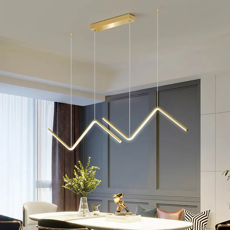 led Esstischlampe, gold, hängend