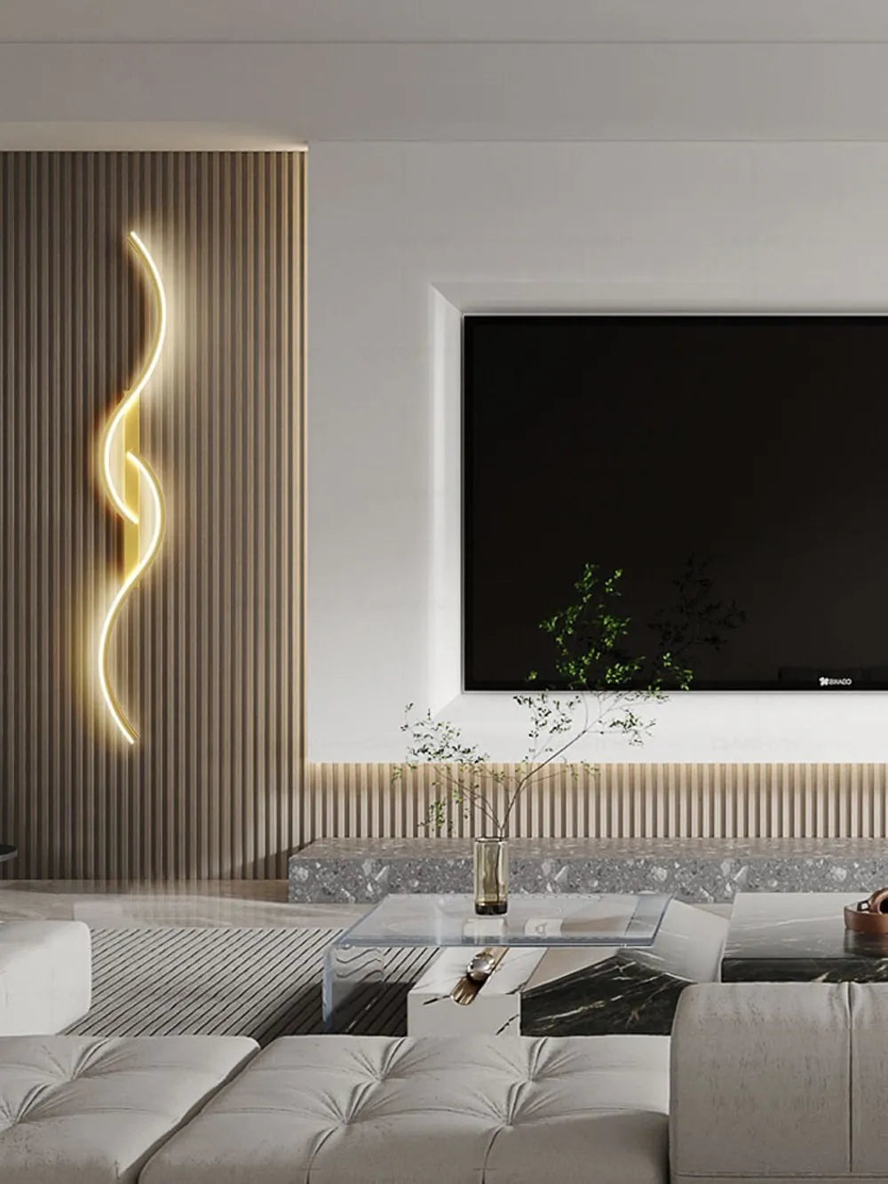 Elegante Wandlampe, dimmbare LED Leuchte, Ausgefallene Wohnzimmerlampe in gold, Luxus und Moderne Leuchte