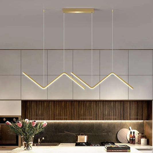 moderne Esstischlampe, hängend, gold