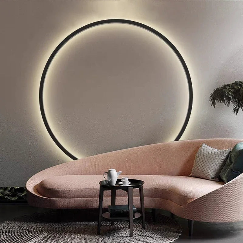 moderne LED-Ring Wandlampe in schwarz