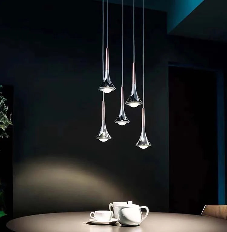 Moderne Wohnzimmerlampe, Ausgefallene LED fürs Wohnzimmer, Galerielampe, Luxus Lampe in silber