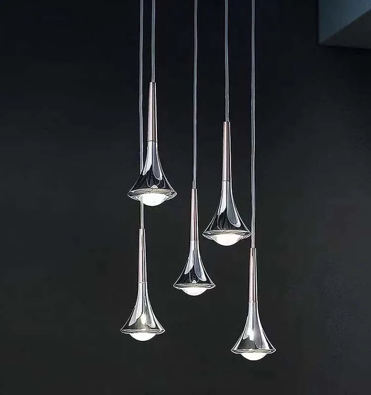 Moderne Wohnzimmerlampe, Ausgefallene LED fürs Wohnzimmer, Galerielampe, Luxus Wohnzimmerleuchte in silber