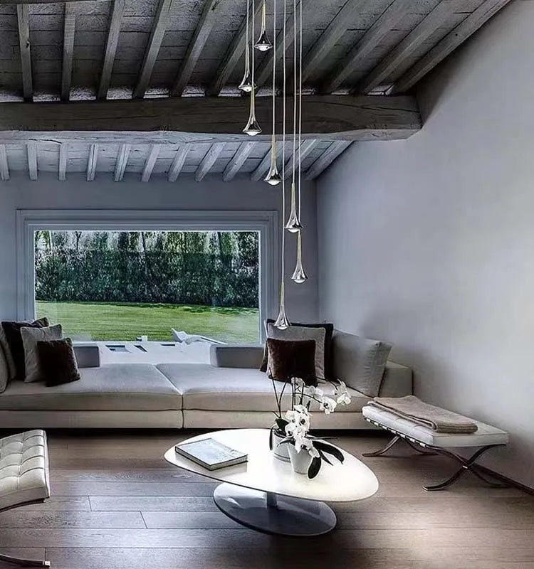 Moderne Wohnzimmerlampe, Ausgefallene LED fürs Wohnzimmer, Galerielampe, Luxus Lampe in silber