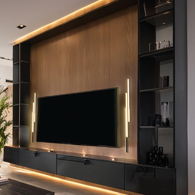 Moderne Wandlampe Wohnzimmer. LED Wohnzimmer leuchte in schwarz