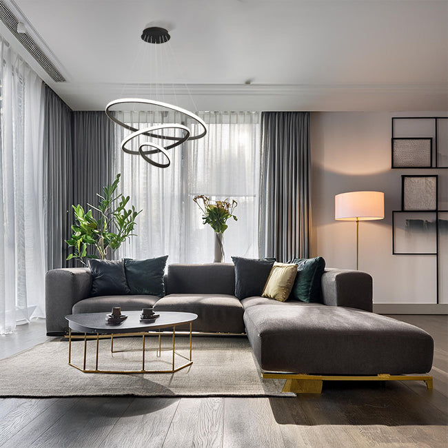 Led Ringleuchte in Ausgefallenem Design. Wohnzimmer Deckenlampe in schwarz. 