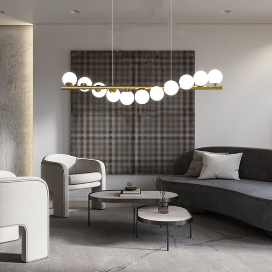 außergewöhnliche Deckenlampe mit Glaskugeln fürs Wohnzimmer, gold
