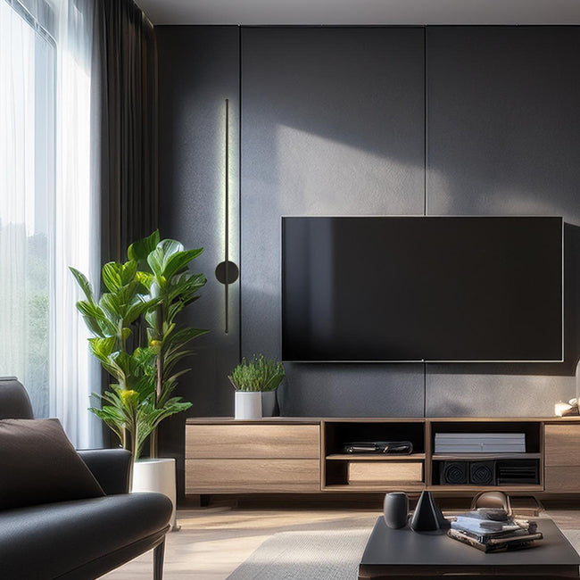 dezente und elegante Wandleuchte fürs Wohnzimmer in schwarz