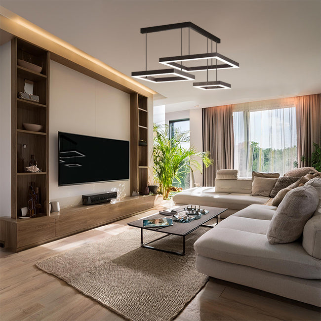 schöne, moderne led Deckenleuchte fürs Wohnzimmer in schwarz